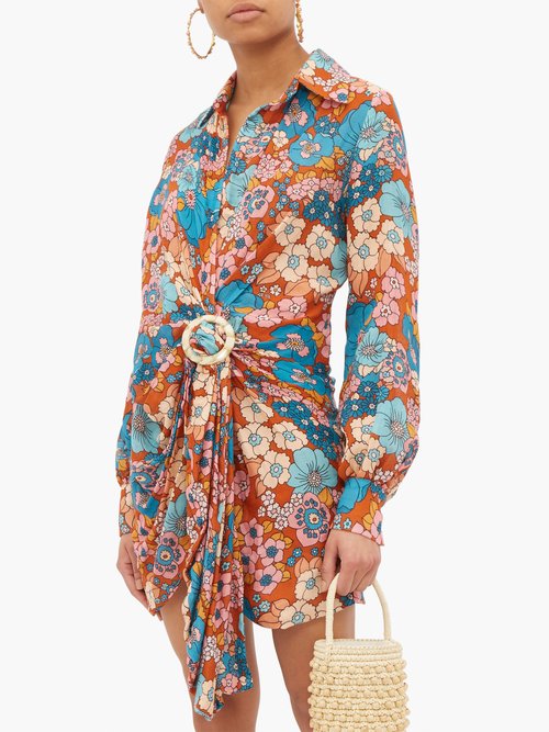 Buy Dodo Bar Or Lora Floral-print Gathered Dress Blue Print online - shop best Dodo Bar Or clothing sales