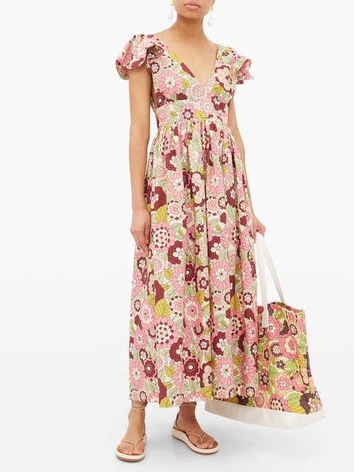 Dodo Bar Or Jenny Ruffled Floral-print Twill Dress Pink Print - 50% Off Sale
