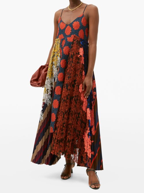Biyan Alexa Panelled Floral-brocade Midi Dress Multi
