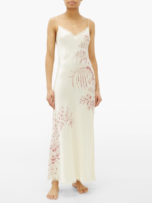 Carine Gilson Floral-print Silk-satin Slip Dress White Print - 50% Off Sale