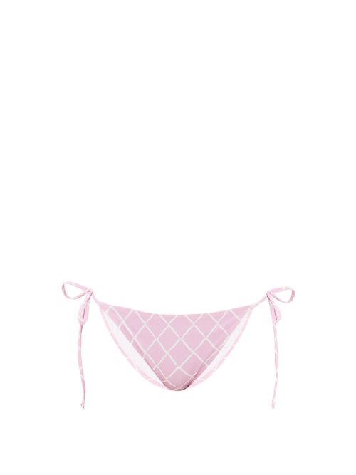 Fisch – Chanzy Fishnet-print Side-tie Bikini Briefs Light Pink Beachwear
