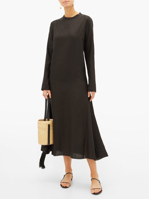 Albus Lumen Tula Linen Dress Black - 30% Off Sale