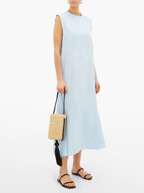 Albus Lumen Agaso Sleeveless Linen Dress Light Blue - 40% Off Sale