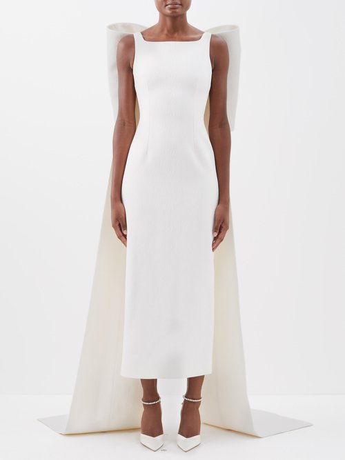 Buy Emilia Wickstead - Cruz Bow-appliqué Cloqué-crepe Dress Ivory online - shop best Emilia Wickstead clothing sales