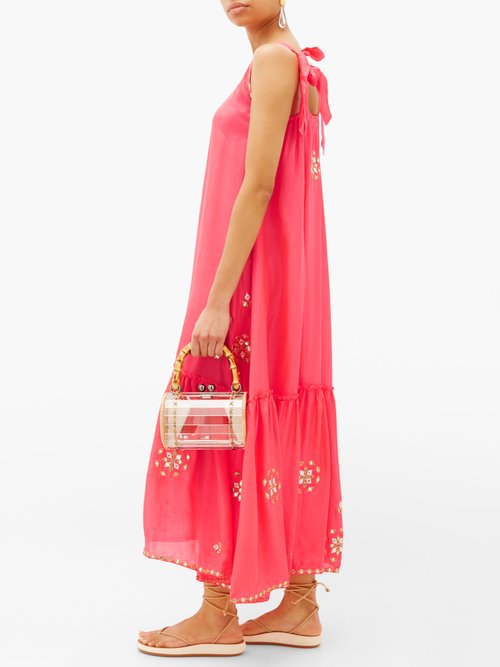 Juliet Dunn Mirror-embellished Silk Dress Pink - 70% Off Sale