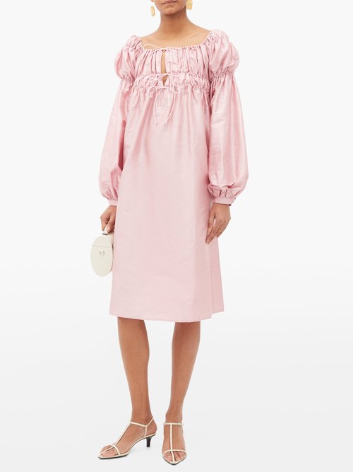 Àcheval Pampa Antonia Off-the-shoulder Shantung-silk Dress Pink - 70% Off Sale