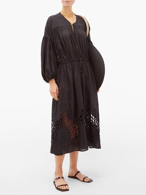 Love Binetti Esperanza Crochet-lace Voile Dress Black - 60% Off Sale