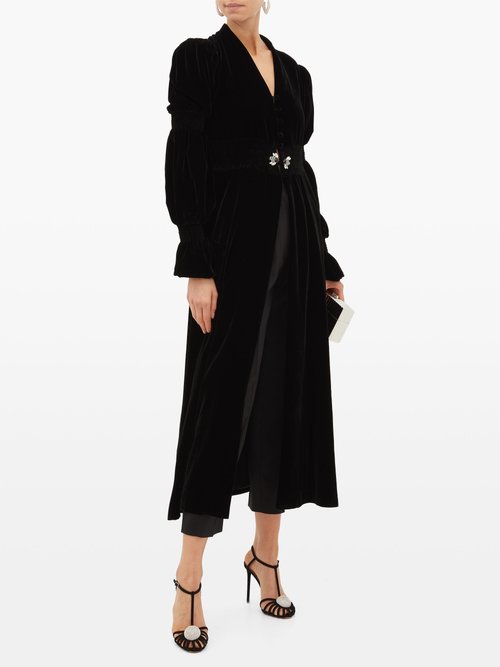 Loretta Caponi Grace Slit-front Crystal-embellished Midi Dress Black - 50% Off Sale