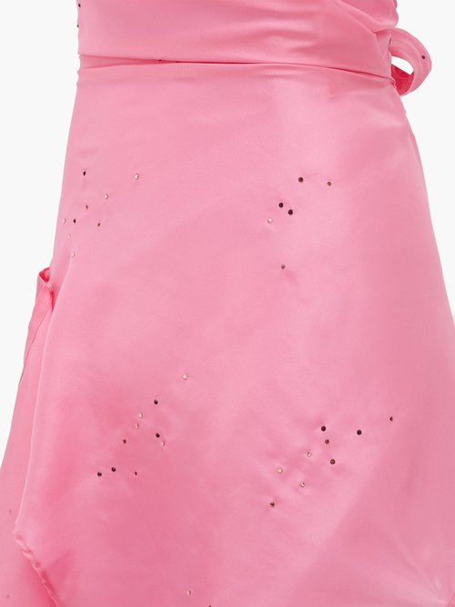 Ludovic De Saint Sernin Swan Halterneck Crystal-embellished Silk Dress Pink - 60% Off Sale