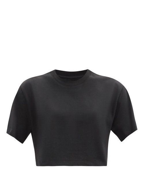 X Karla - The Crop Cropped Cotton-jersey T-shirt Black