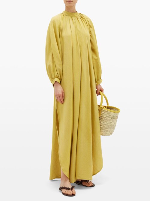 Marrakshi Life Touareg Cotton-blend Maxi Dress Yellow