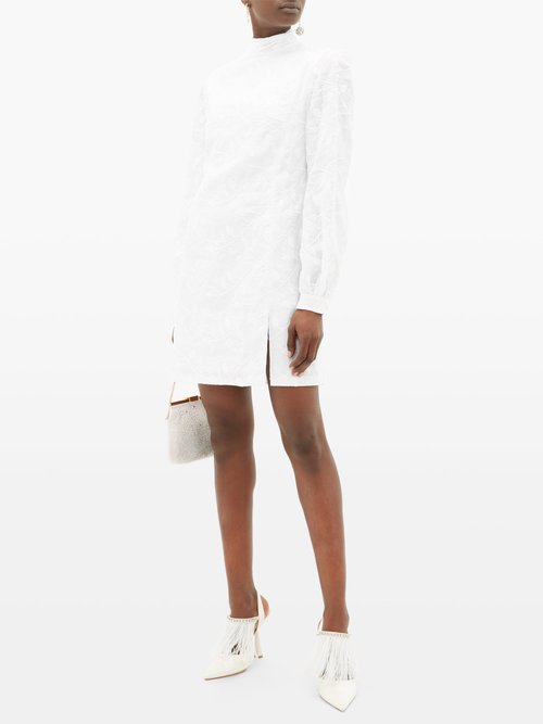 Raquel Diniz Elle Foliage-embroidered Linen-blend Mini Dress White - 70% Off Sale