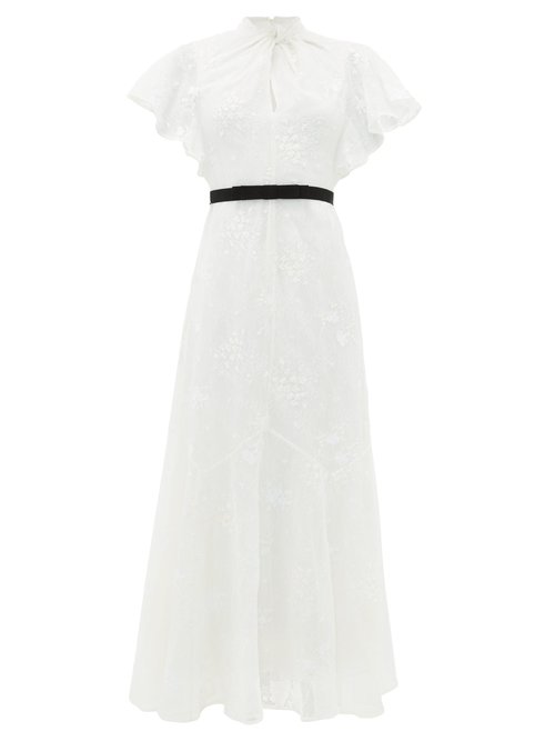 Erdem - Celestina Embroidered-lace Cap-sleeve Gown White