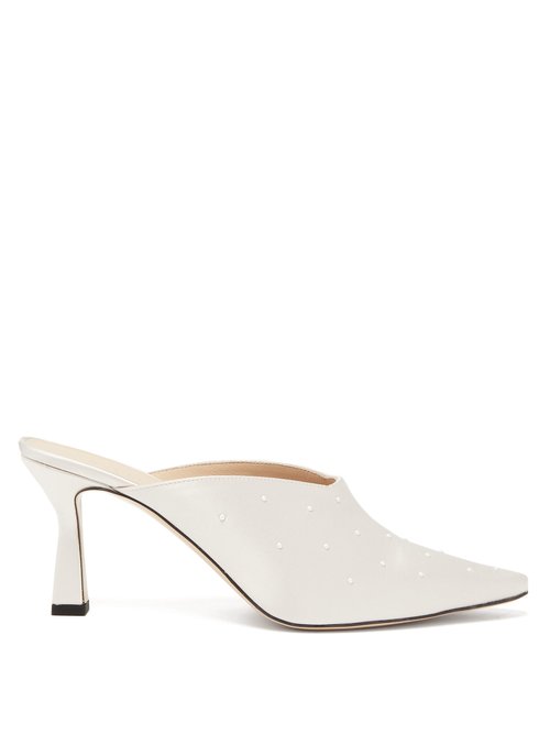 Wandler – Lotte Faux Pearl-embellished Satin Mules Pearl