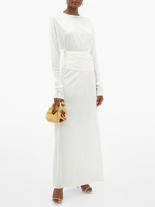 Albus Lumen Aziza Waist-tie Silk-charmeuse Gown White