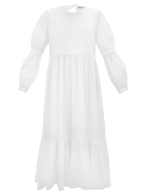 Molly Goddard – Evangeline Tiered Cotton-poplin Midi Dress White