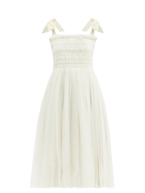 Molly Goddard - Griffith Hand-smocked Tulle Dress Ivory