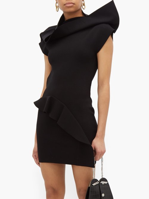Buy Rick Owens Sarah Open-back Ruffled-panel Mini Dress Black online - shop best Rick Owens clothing sales