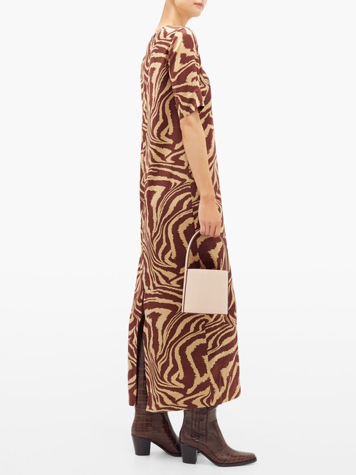 Ganni Zip-hem Tiger-print Silk-blend Dress Multi - 70% Off Sale