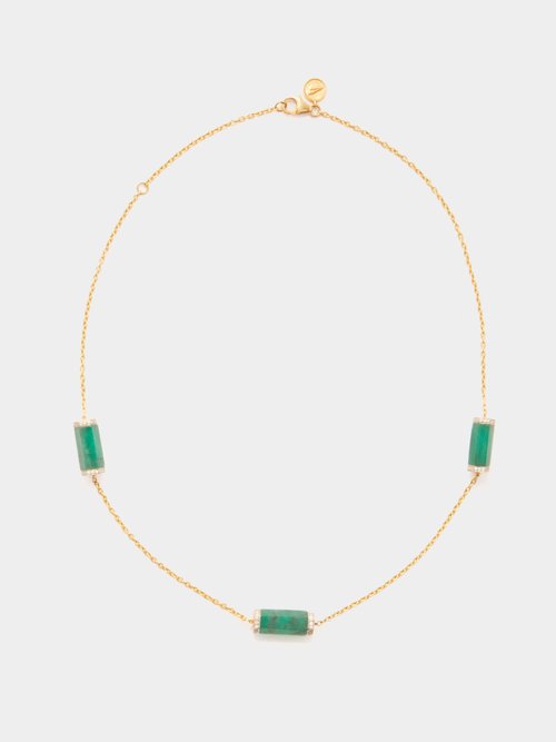 Jade Jagger Diamond, Emerald & 18kt Gold Necklace