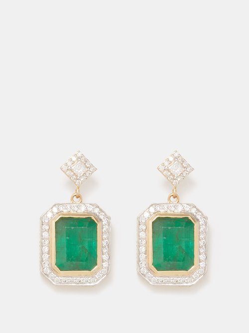Jade Jagger Diamond, Emerald & 18kt Gold Drop Earrings