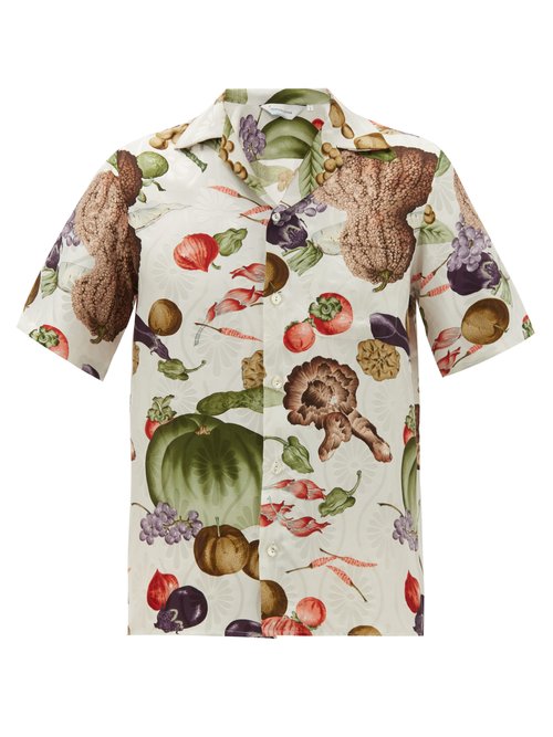 Fruit And Vegetable-print Silk Shirt