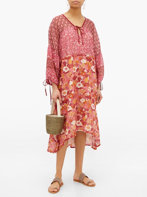 D'Ascoli Fernanda Floral-print Cotton Dress Pink Print - 30% Off Sale