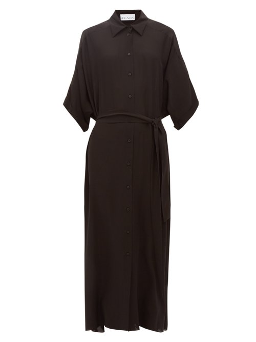 Raey - Dolman-sleeve Belted Silk Shirt Dress Black