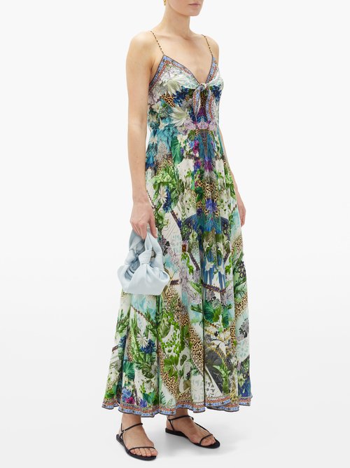 Camilla Leopard And Floral-print Silk Maxi Dress White Print