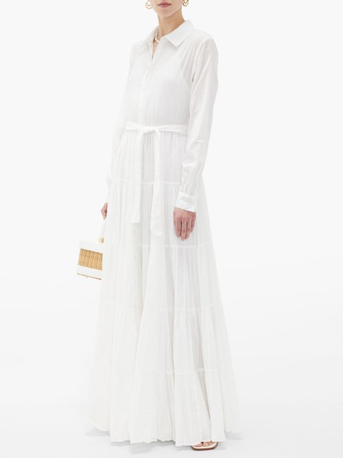 Buy Mes Demoiselles Calam Belted Cotton-voile Maxi Dress White online - shop best Mes Demoiselles clothing sales