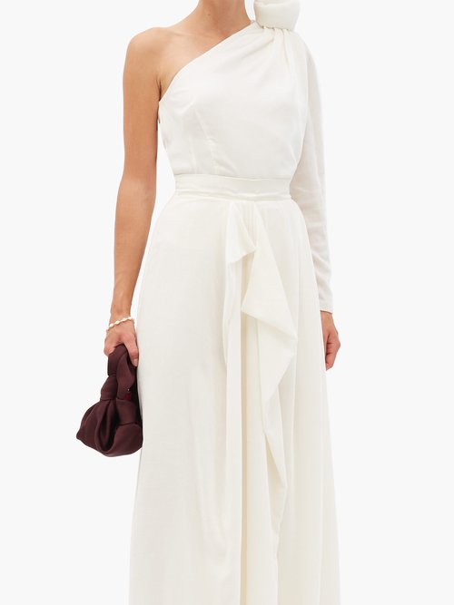Buy Vika Gazinskaya One-shoulder Velvet Top White online - shop best Vika Gazinskaya Tops