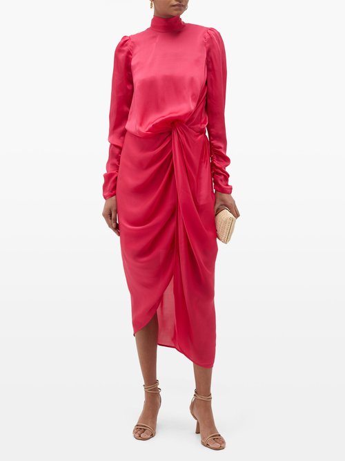 Zimmermann Drape Knotted Silk-chiffon Dress Pink
