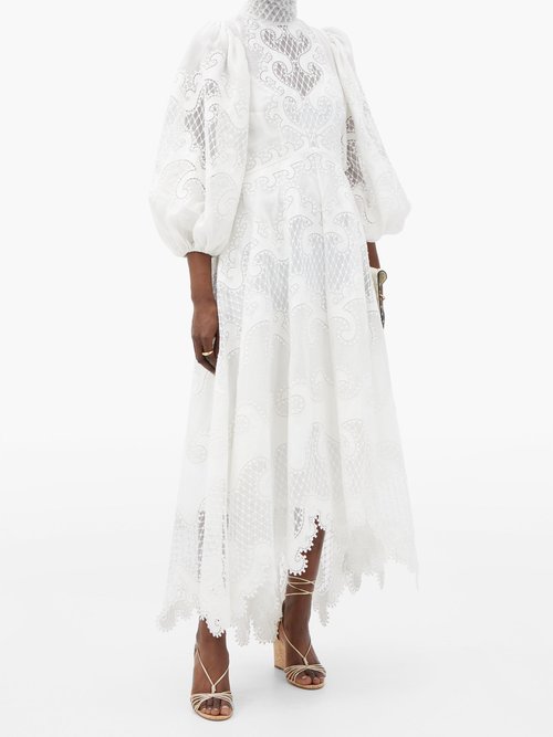 Zimmermann Brightside Embroidered Linen-blend Gown Ivory