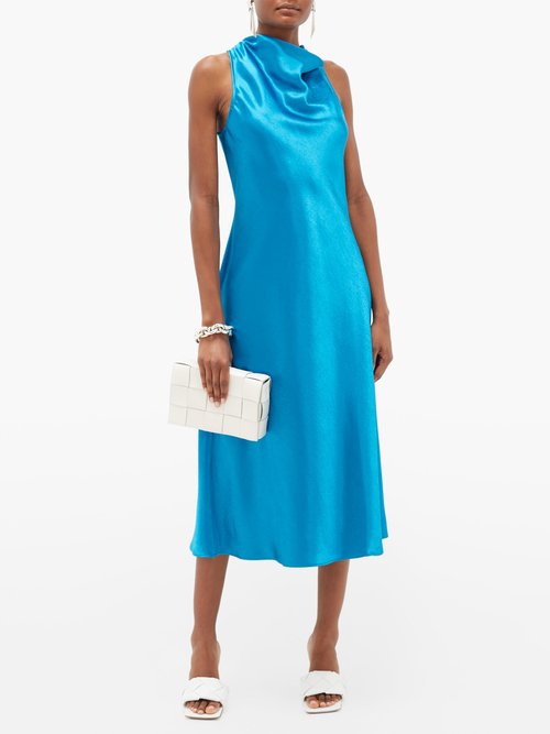 Buy Sies Marjan Andy Cowl-neck Satin Midi Dress Blue online - shop best Sies Marjan clothing sales