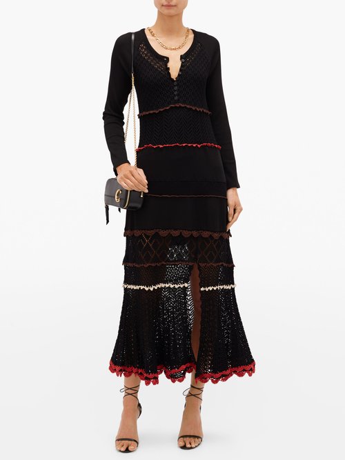 Buy Altuzarra Dogwood Front-slit Cotton-crochet Dress Black online - shop best Altuzarra clothing sales