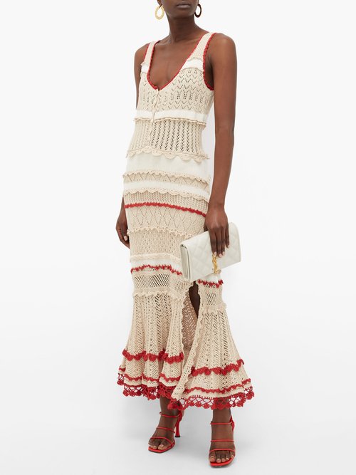 Altuzarra Herrick Frilled Cotton-crochet Dress Beige - 50% Off Sale