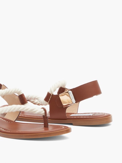 Gabriela Hearst Zephyr Rope-strap Leather Sandals Tan Multi