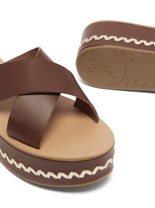 Ancient Greek Sandals Thais Leather Platform Sandals Dark Brown