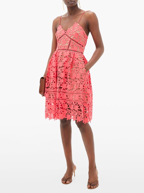 Buy Self-portrait Azaelea Floral Guipure-lace Dress Pink online - shop best Self-Portrait clothing sales