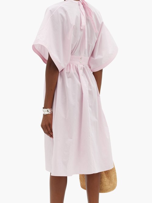 Loup Charmant Keiko Wide-sleeve Organic-cotton Poplin Dress Pink