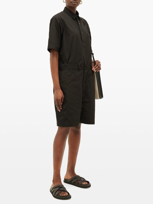 Chimala Short-sleeved Cotton Playsuit Black