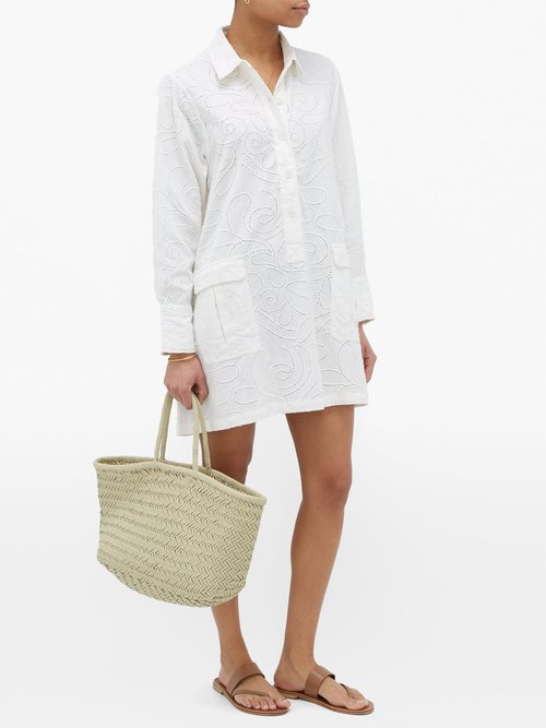 Solid & Striped Eyelet-embroidered Cotton Shirt Dress White