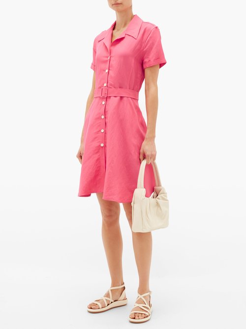 Solid & Striped Tourist Belted Linen-blend Shirt Dress Pink