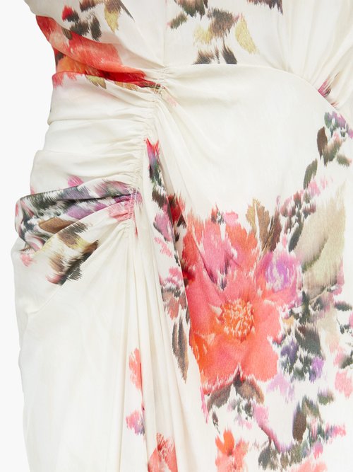 Preen By Thornton Bregazzi Bianca Floral-print Crepe De Chine Midi Dress White Print - 60% Off Sale