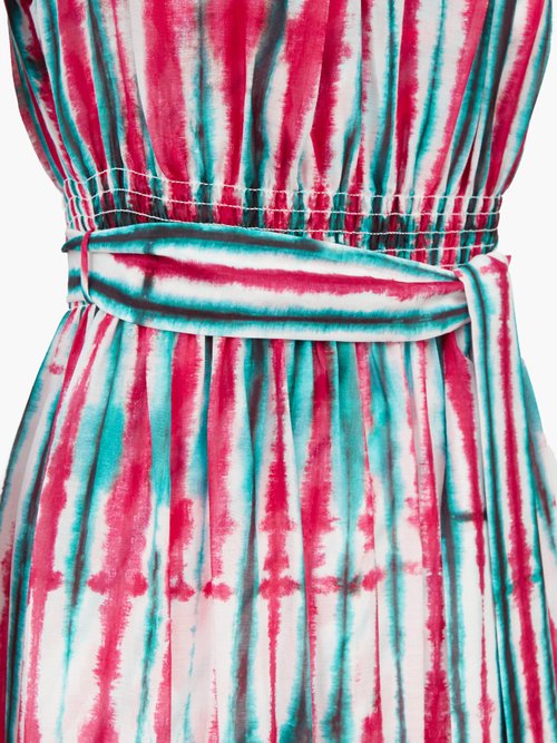 Diane Von Furstenberg Lexie Tie-dye Tiered Cotton-blend Dress Pink Multi - 50% Off Sale