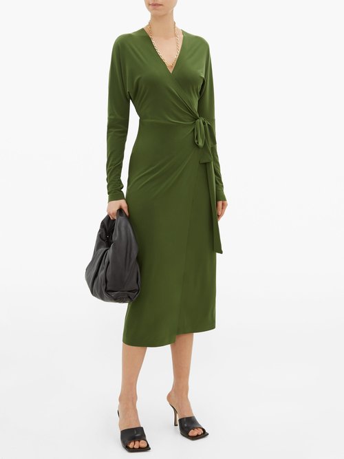 Norma Kamali Dolman-sleeve Wrap Dress Khaki - 50% Off Sale