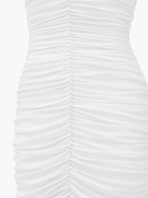 Norma Kamali Ruched Strapless Jersey Dress White - 40% Off Sale