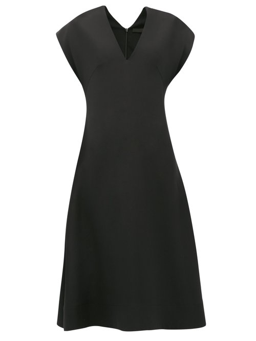 Wardrobe. nyc - Release 05 V-neck Cap-sleeve Silk-crepe Dress Black