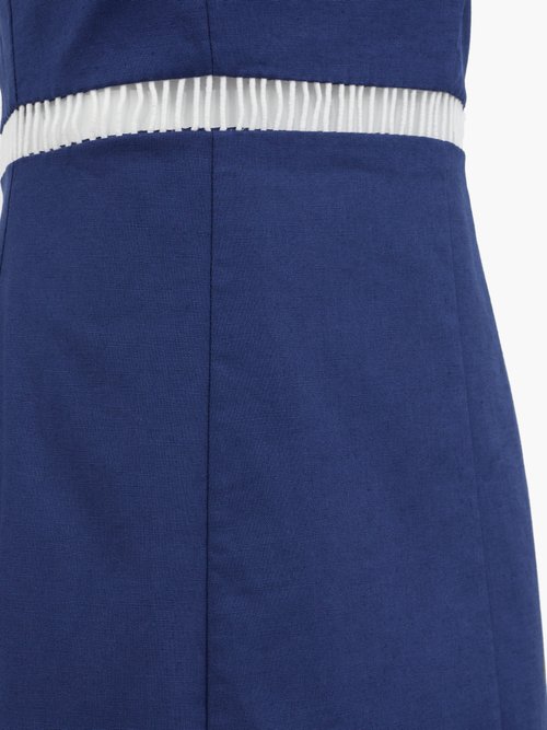 Staud Lychee Linen-blend Midi Dress Dark Blue - 50% Off Sale