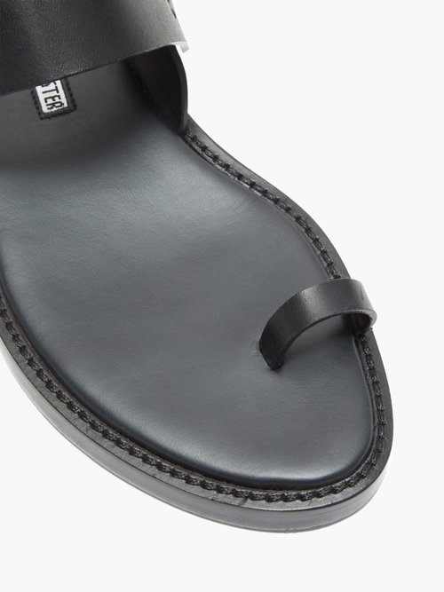 Ann Demeulemeester Toe-ring Leather Wraparound Sandals Black - 40% Off Sale